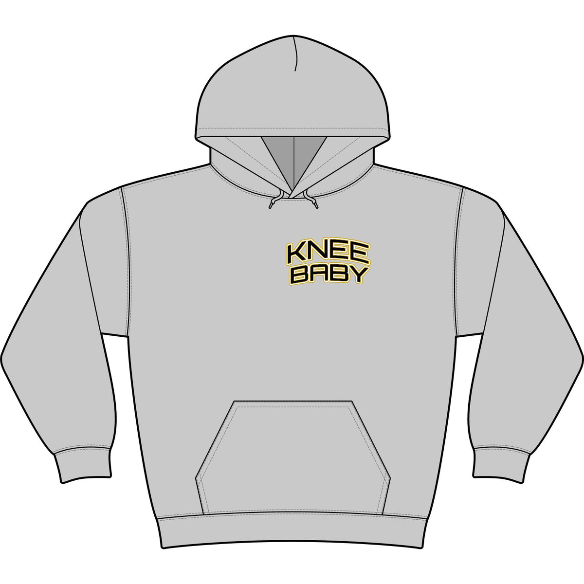 Knee Baby Graphic Hoodie — Minimal Retro Yellow Text Pullover