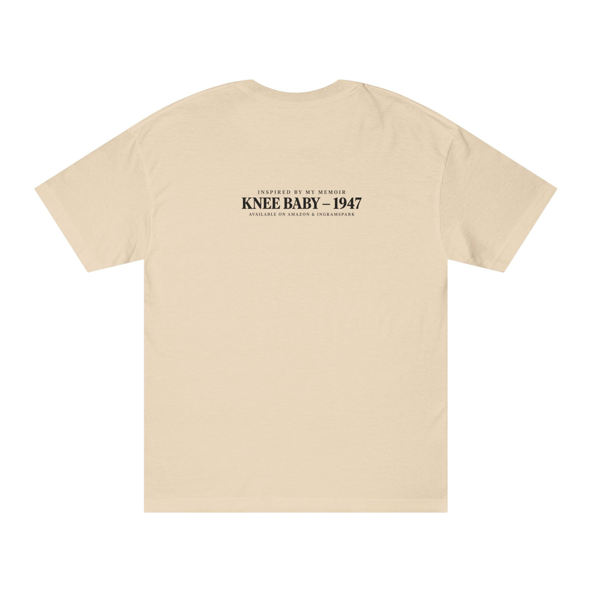 KNEE BABY Graphic Tee — Minimal Chest Logo & Back Text